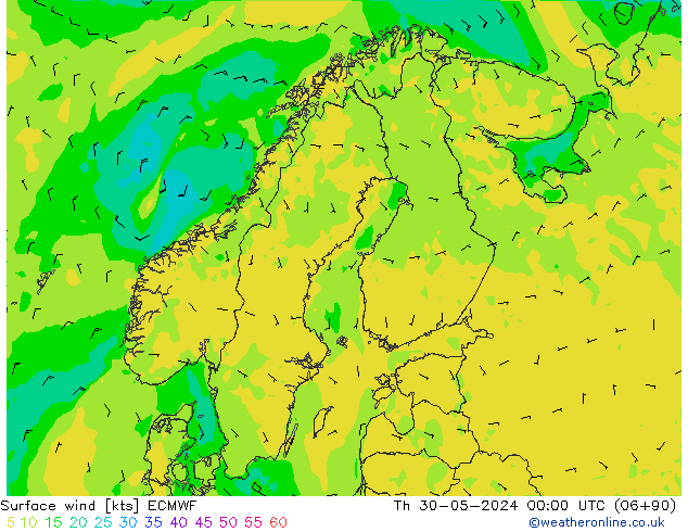 Viento 10 m ECMWF jue 30.05.2024 00 UTC