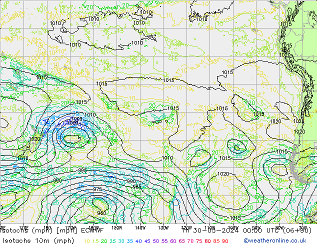 Eşrüzgar Hızları mph ECMWF Per 30.05.2024 00 UTC