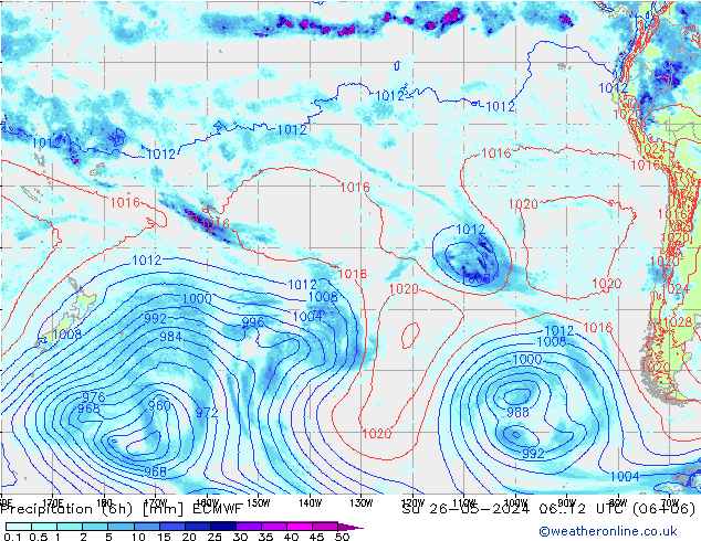 Z500/Rain (+SLP)/Z850 ECMWF So 26.05.2024 12 UTC