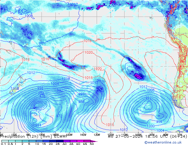 Totale neerslag (12h) ECMWF ma 27.05.2024 06 UTC