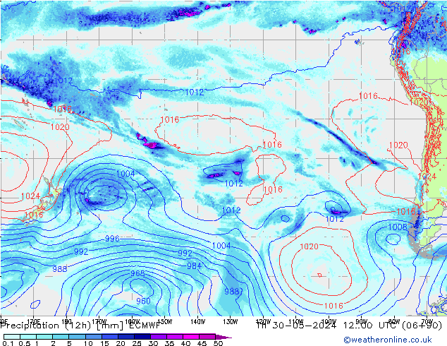 Precipitação (12h) ECMWF Qui 30.05.2024 00 UTC