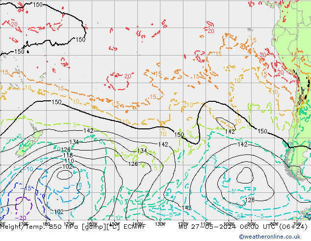 Height/Temp. 850 hPa ECMWF lun 27.05.2024 06 UTC