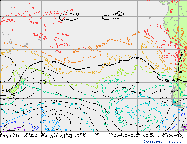 Height/Temp. 850 hPa ECMWF Do 30.05.2024 00 UTC