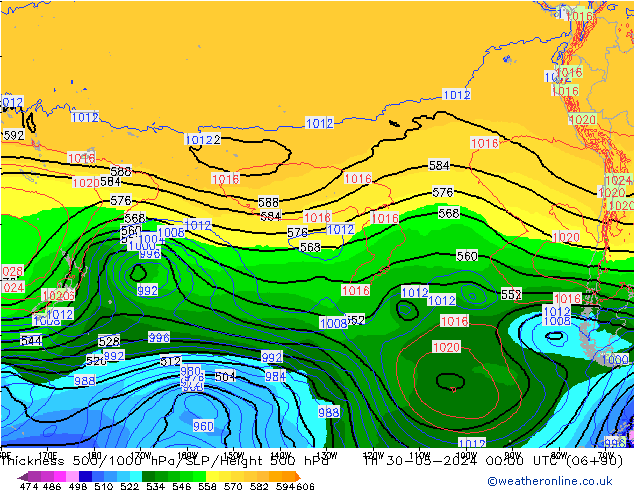 Thck 500-1000hPa ECMWF Qui 30.05.2024 00 UTC