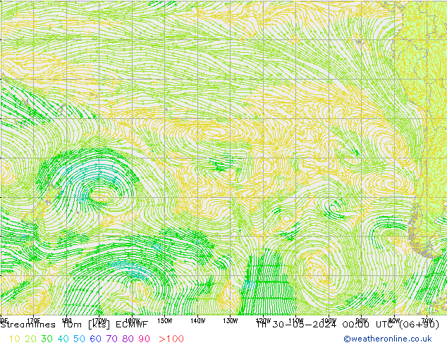 Ligne de courant 10m ECMWF jeu 30.05.2024 00 UTC