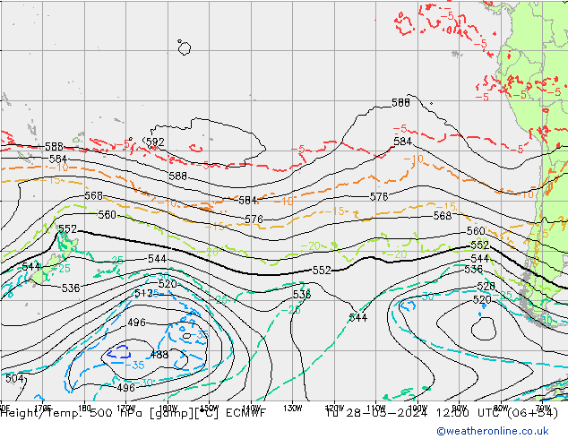 Geop./Temp. 500 hPa ECMWF mar 28.05.2024 12 UTC