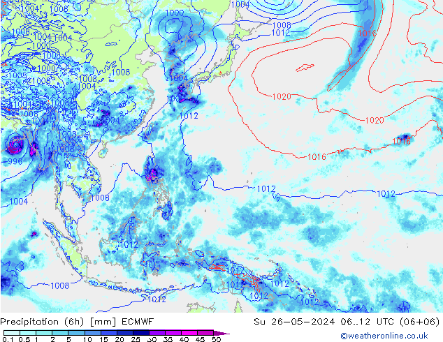 Z500/Rain (+SLP)/Z850 ECMWF Su 26.05.2024 12 UTC