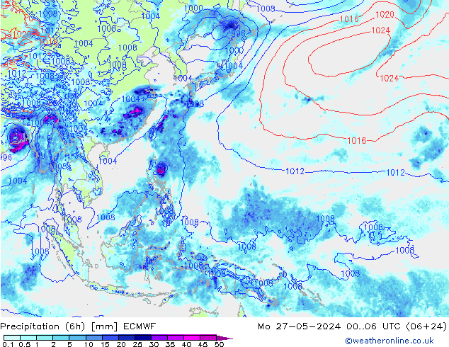 Z500/Rain (+SLP)/Z850 ECMWF  27.05.2024 06 UTC