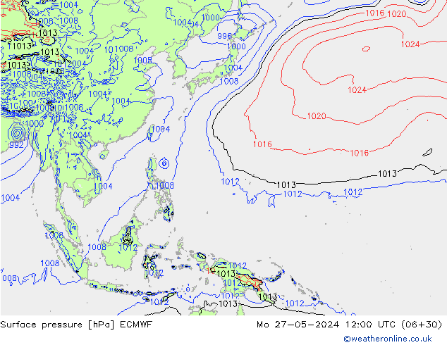 Surface pressure ECMWF Mo 27.05.2024 12 UTC