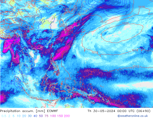 Precipitation accum. ECMWF Th 30.05.2024 00 UTC