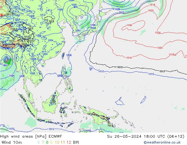 High wind areas ECMWF Su 26.05.2024 18 UTC