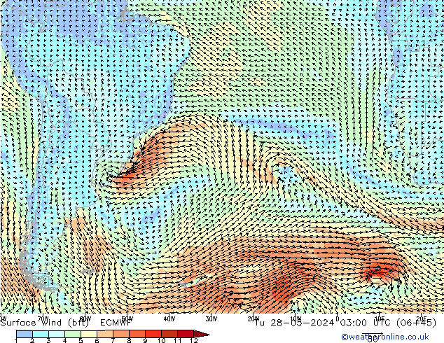 Surface wind (bft) ECMWF Tu 28.05.2024 03 UTC