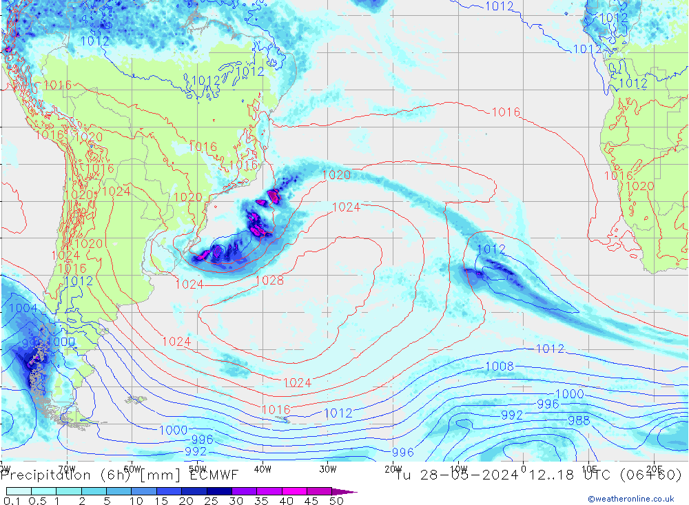 Z500/Regen(+SLP)/Z850 ECMWF di 28.05.2024 18 UTC