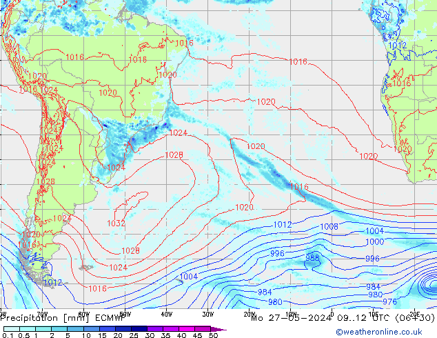 осадки ECMWF пн 27.05.2024 12 UTC