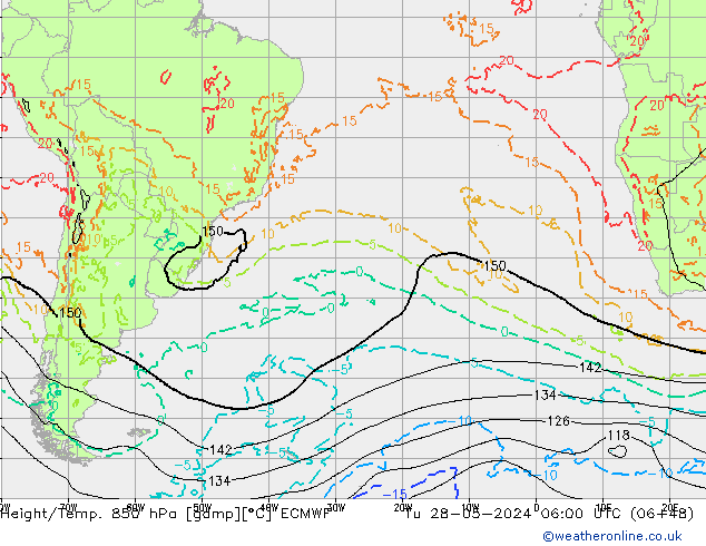 Z500/Regen(+SLP)/Z850 ECMWF di 28.05.2024 06 UTC