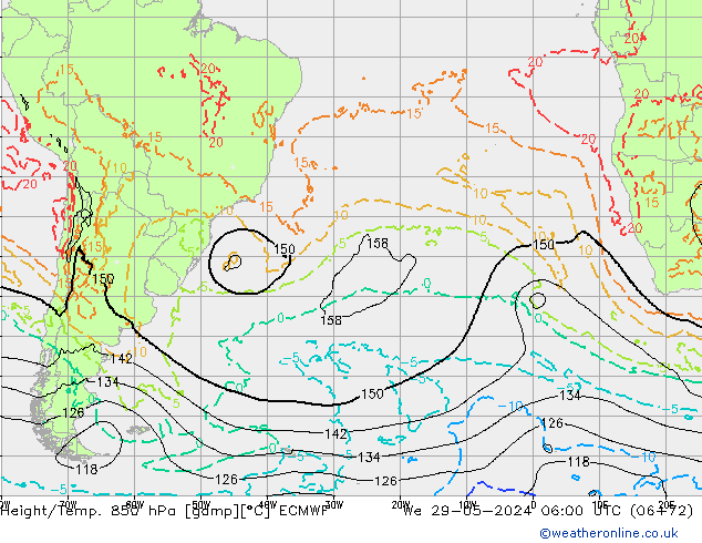 Z500/Rain (+SLP)/Z850 ECMWF  29.05.2024 06 UTC