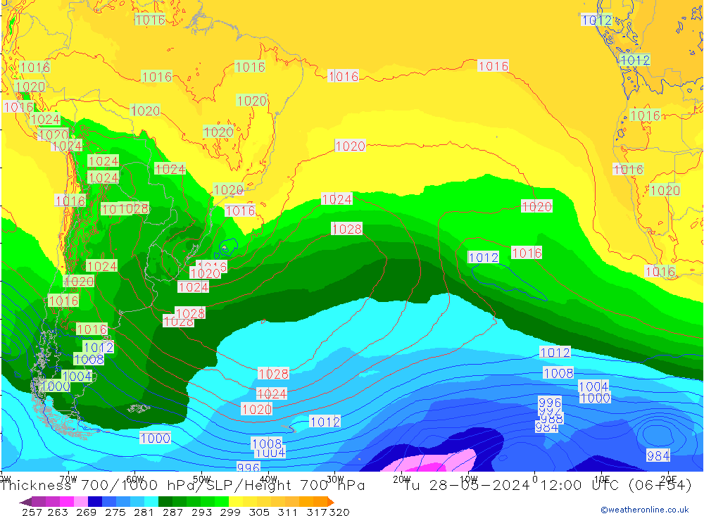 700-1000 hPa Kalınlığı ECMWF Sa 28.05.2024 12 UTC