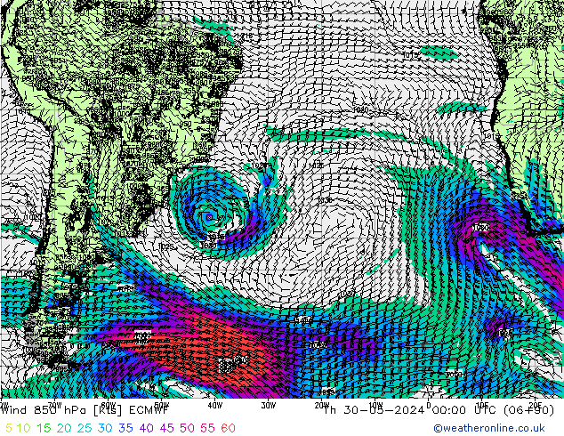 Rüzgar 850 hPa ECMWF Per 30.05.2024 00 UTC