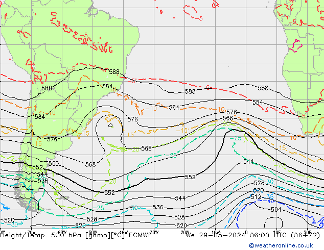 Z500/Rain (+SLP)/Z850 ECMWF  29.05.2024 06 UTC