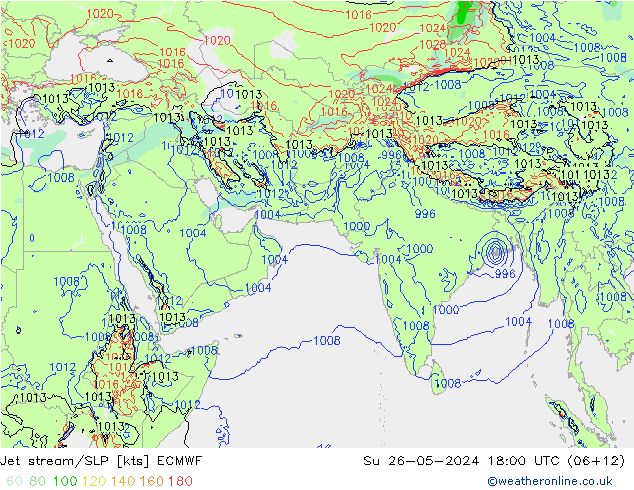 Prąd strumieniowy ECMWF nie. 26.05.2024 18 UTC