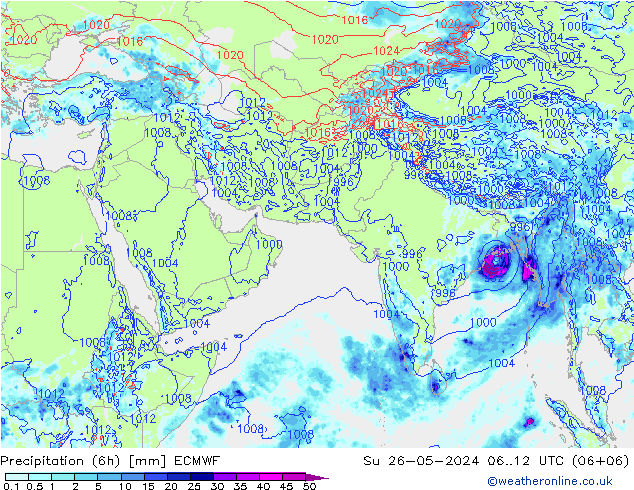 Z500/Rain (+SLP)/Z850 ECMWF 星期日 26.05.2024 12 UTC