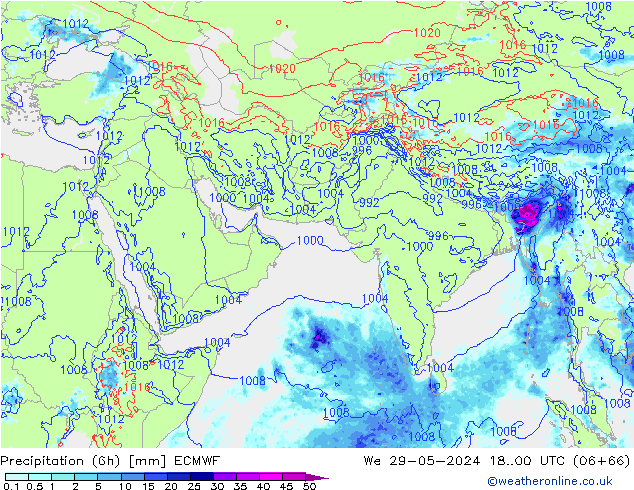 Z500/Rain (+SLP)/Z850 ECMWF mer 29.05.2024 00 UTC