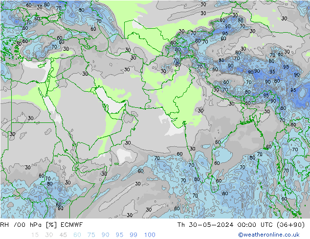 RH 700 hPa ECMWF Th 30.05.2024 00 UTC