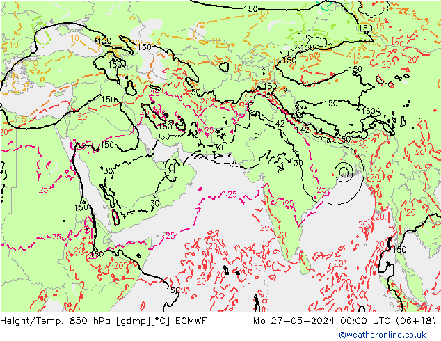 Z500/Rain (+SLP)/Z850 ECMWF lun 27.05.2024 00 UTC