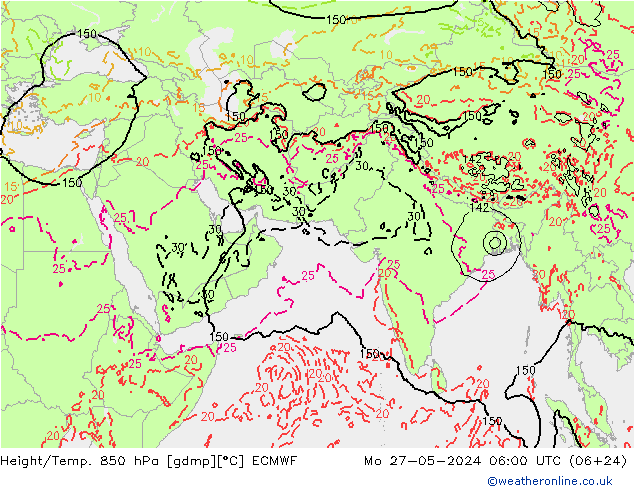 Z500/Rain (+SLP)/Z850 ECMWF пн 27.05.2024 06 UTC