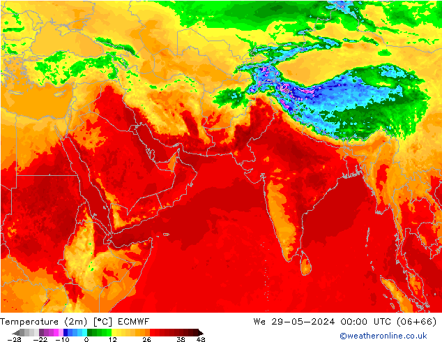 Temperature (2m) ECMWF We 29.05.2024 00 UTC