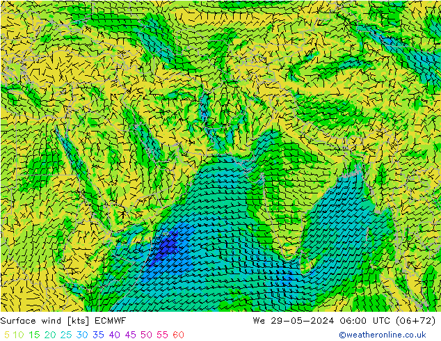 Rüzgar 10 m ECMWF Çar 29.05.2024 06 UTC