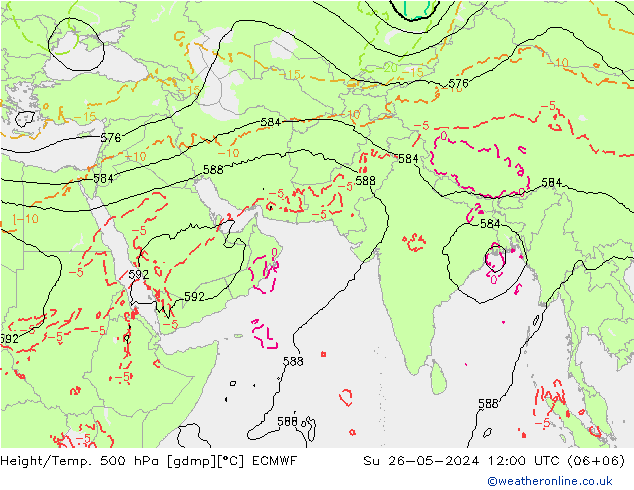 Z500/Rain (+SLP)/Z850 ECMWF 星期日 26.05.2024 12 UTC