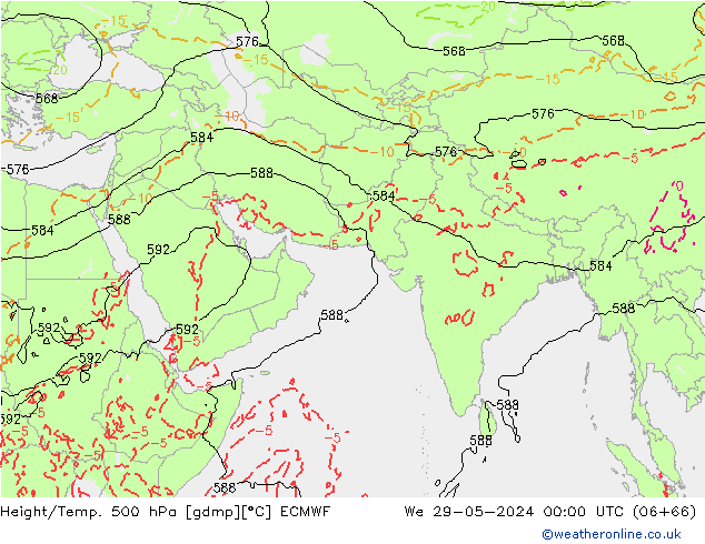 Z500/Rain (+SLP)/Z850 ECMWF mer 29.05.2024 00 UTC