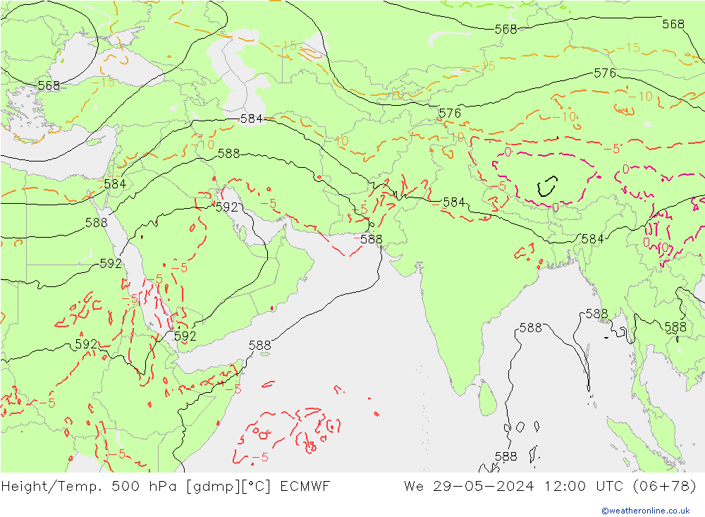 Z500/Rain (+SLP)/Z850 ECMWF We 29.05.2024 12 UTC