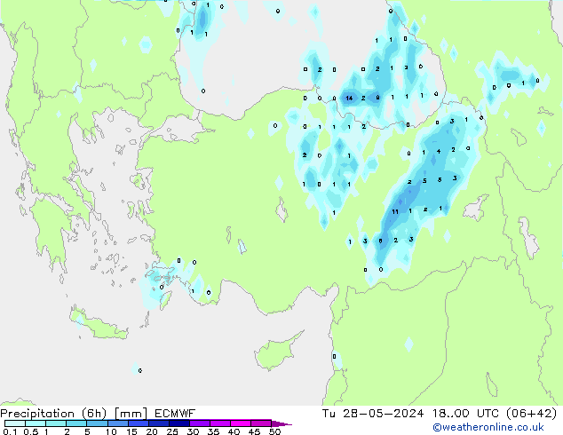 Nied. akkumuliert (6Std) ECMWF Di 28.05.2024 00 UTC