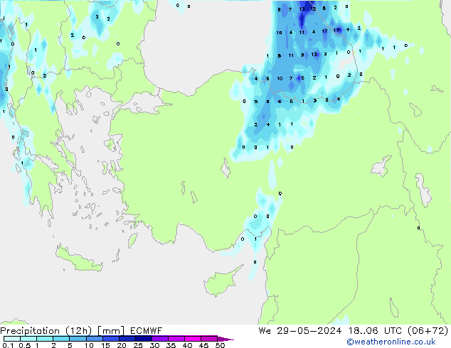 осадки (12h) ECMWF ср 29.05.2024 06 UTC