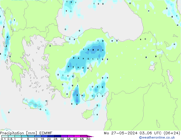 Srážky ECMWF Po 27.05.2024 06 UTC