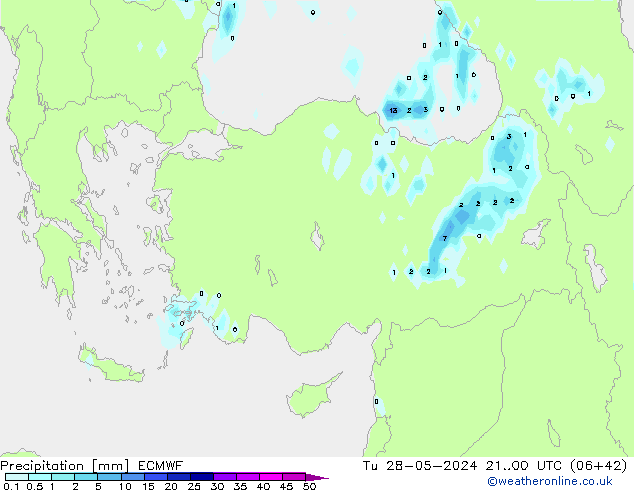 Precipitation ECMWF Tu 28.05.2024 00 UTC