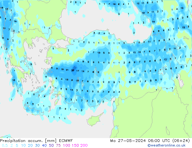 Totale neerslag ECMWF ma 27.05.2024 06 UTC