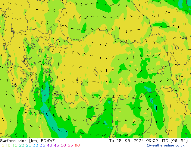 Vento 10 m ECMWF Ter 28.05.2024 09 UTC