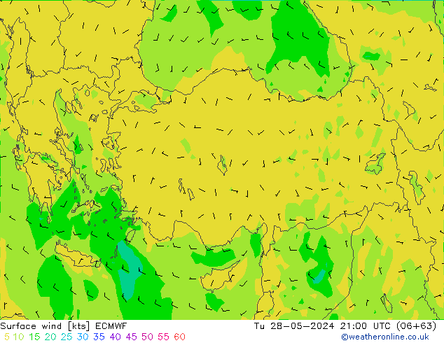 ветер 10 m ECMWF вт 28.05.2024 21 UTC