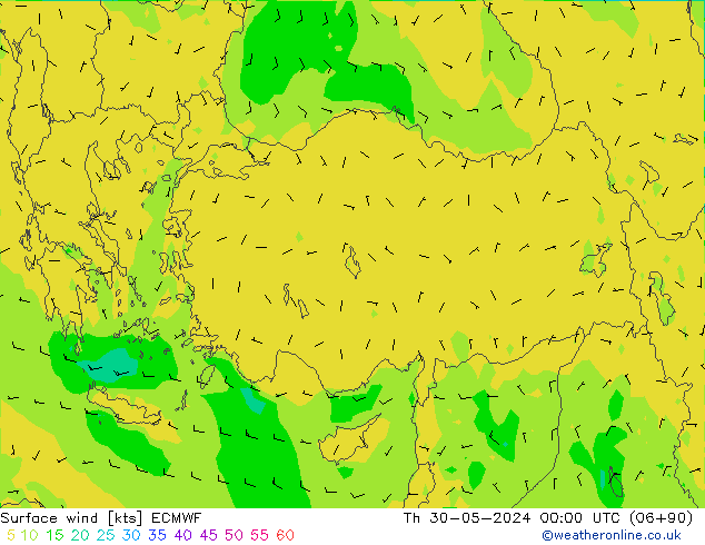 Surface wind ECMWF Th 30.05.2024 00 UTC