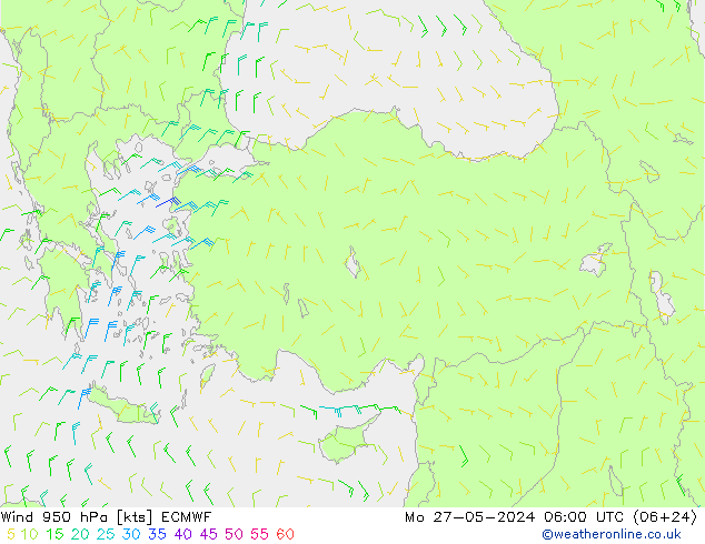 Rüzgar 950 hPa ECMWF Pzt 27.05.2024 06 UTC