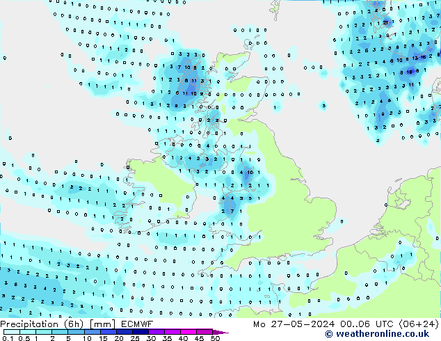 Z500/Rain (+SLP)/Z850 ECMWF пн 27.05.2024 06 UTC