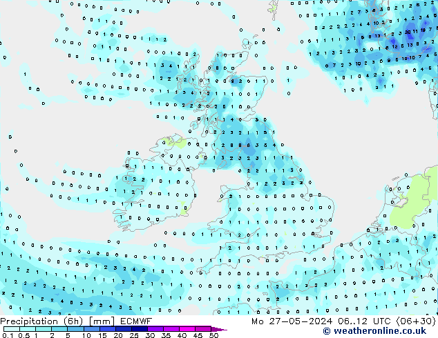 Z500/Rain (+SLP)/Z850 ECMWF lun 27.05.2024 12 UTC