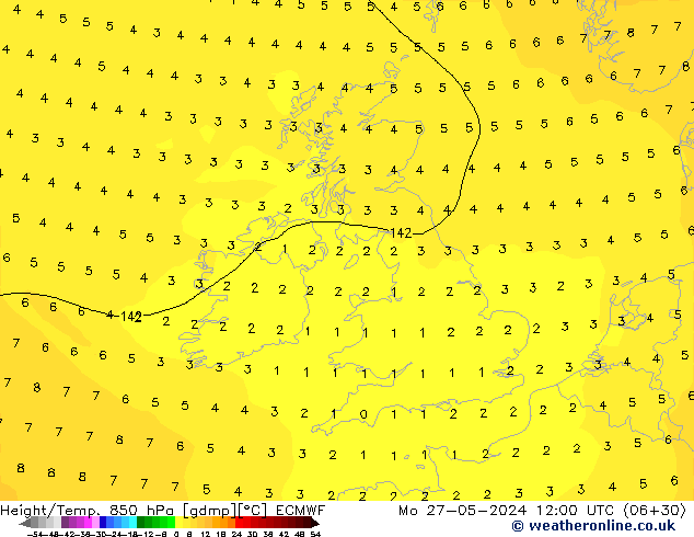 Z500/Rain (+SLP)/Z850 ECMWF lun 27.05.2024 12 UTC