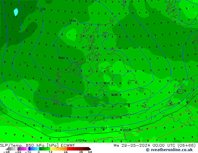 SLP/Temp. 850 hPa ECMWF St 29.05.2024 00 UTC