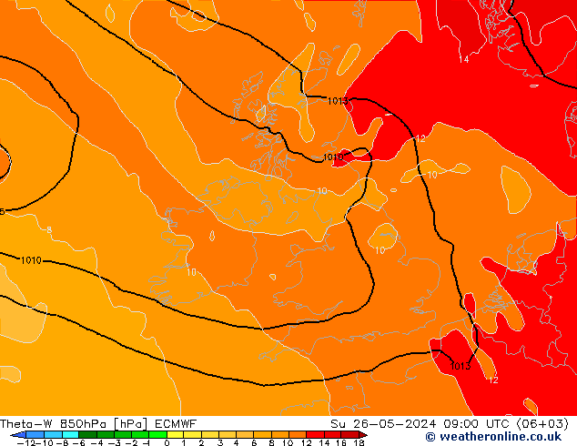 Theta-W 850hPa ECMWF dom 26.05.2024 09 UTC