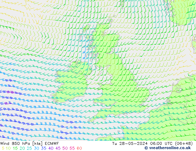 Wind 850 hPa ECMWF di 28.05.2024 06 UTC