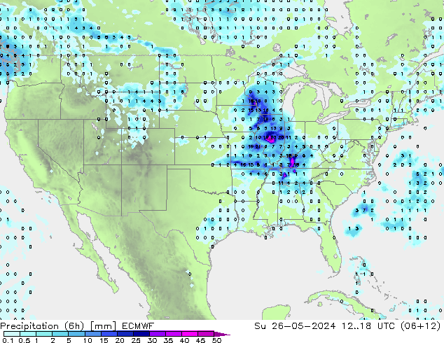 Z500/Yağmur (+YB)/Z850 ECMWF Paz 26.05.2024 18 UTC